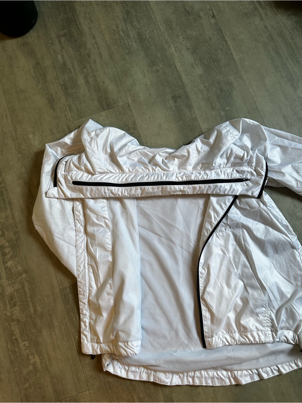 adidas White Hooded Windbreaker with Black Accents - Picture 5 of 9